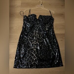 Zara Black and Silver and Blue Sequin Dress size XL NWT